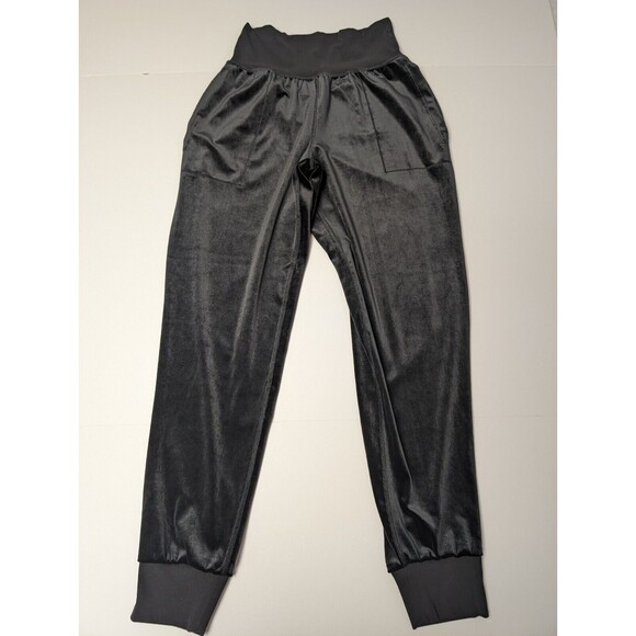 Athleta Black Salutation Velvet Jogger Pants Size XS Banded Hem Elastic Waist - Picture 1 of 10